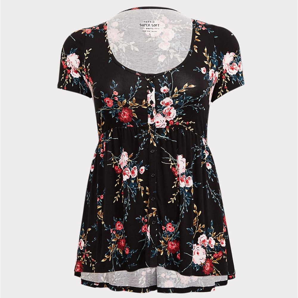 TORRID size 2 floral print button front babydoll